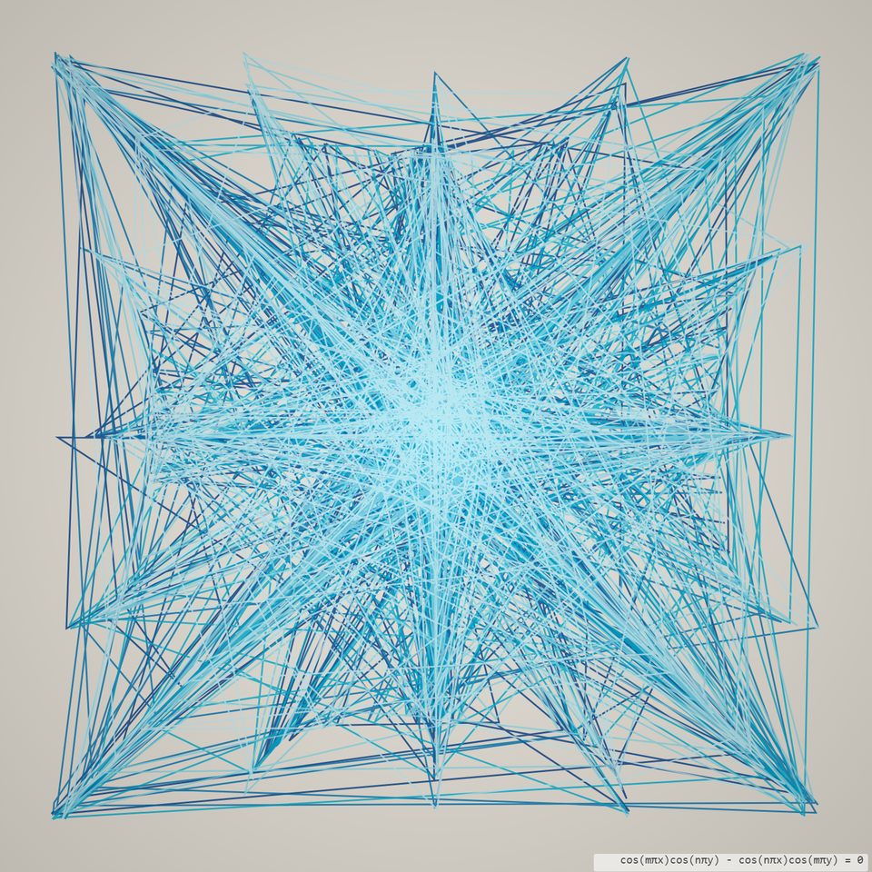 Symmetric nodal pattern of a plate vibrating at resonance.
