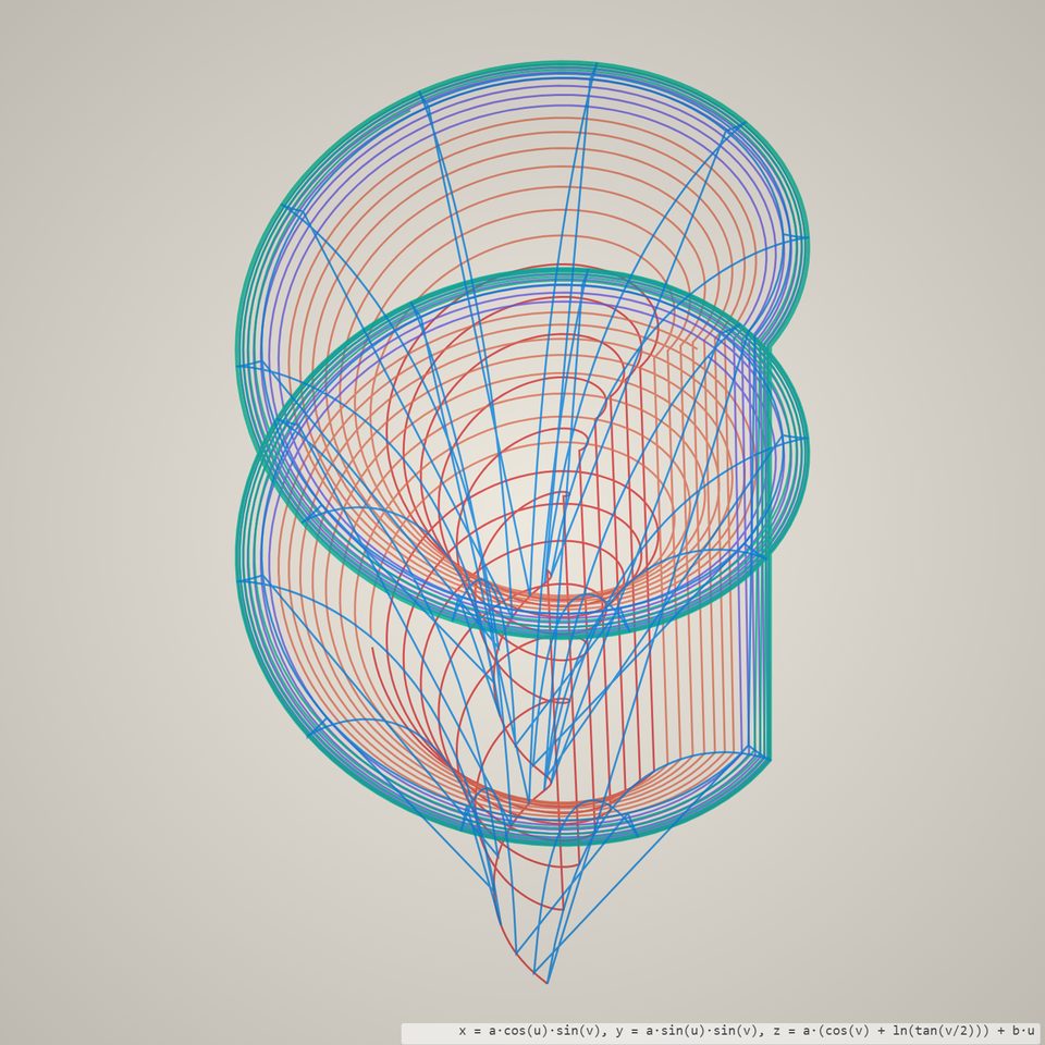 Twisted pseudosphere of constant negative curvature.
